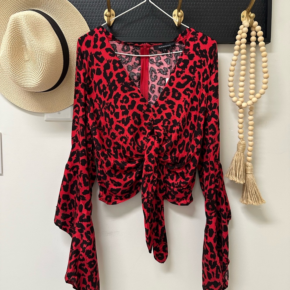 Brand New Red Leopard Top Size Small